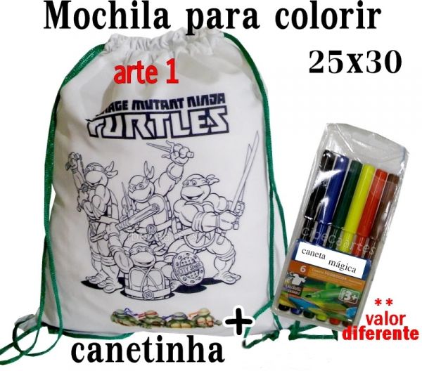 TARTARUGA NINJA - MOCHILA Colorir 25X30