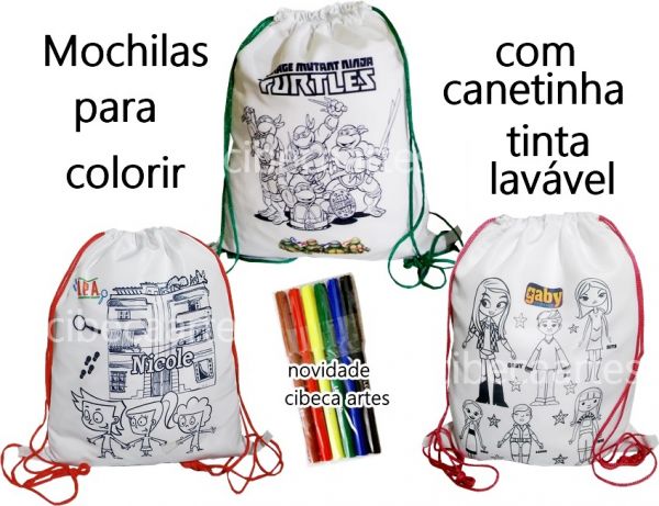 Mochila para Colorir  temas dvs