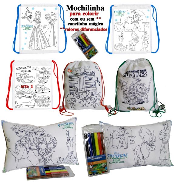 Mochila para Colorir Temas diversos