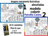 Patrulha Canina Almofada p/colorir 18x22